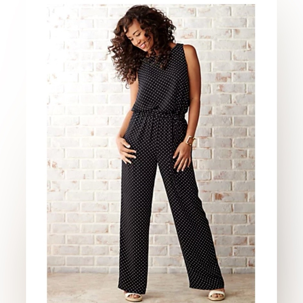 Vince Camuto black polka dot jumpsuit